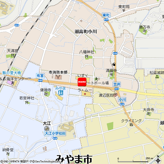 いすゞ自動車九州株式会社・みやま柳川支店付近の地図